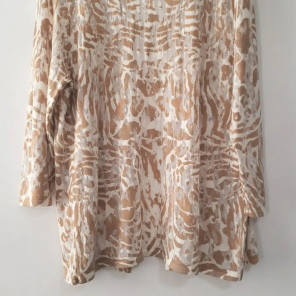 CHICO'S Cardigan Sweater Womens 3 Lightweight Animal Print Open Front Lagenlook - Picture 7 of 13